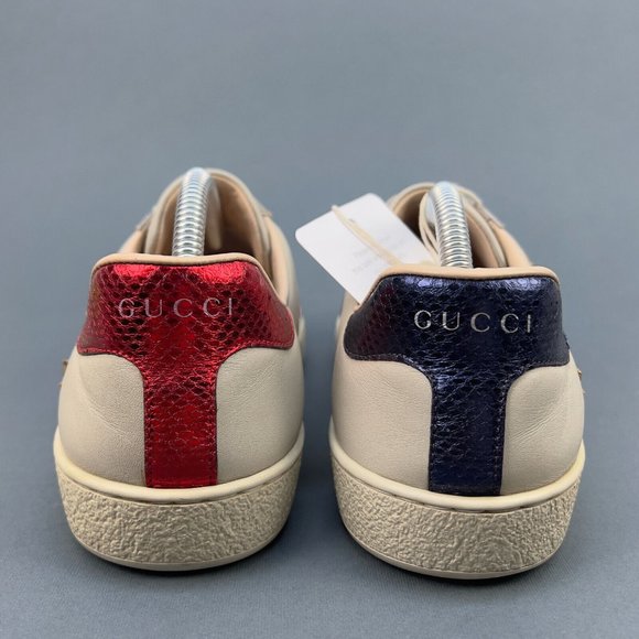 GUCCI Web Ace Fire sneaker beige leather phyton heel 7 G or 7.5 US 41 EUR 440724 - Picture 5 of 14